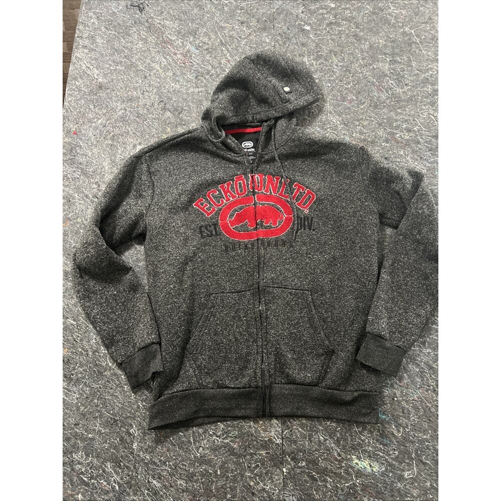 ECKO Unltd Hoodie Mens XL Navy Oversized Giant Logo Rhino Skater Y2K Street